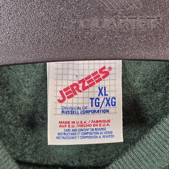 Vintage Jerzees Russell Sweatshirt Men's XL Made USA Blank Green Crewneck EUC - Picture 2 of 6
